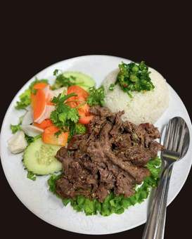 Steam Rice with Grilled Beef